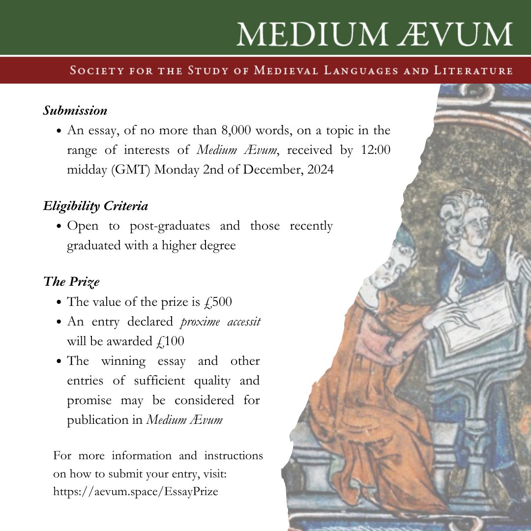 Just one week remains for postgraduate students and those who have recently graduated with a higher degree to submit to the Medium Ævum Essay Prize 2025! 

Visit our website to submit your entry today: aevum.space/EssayPrize