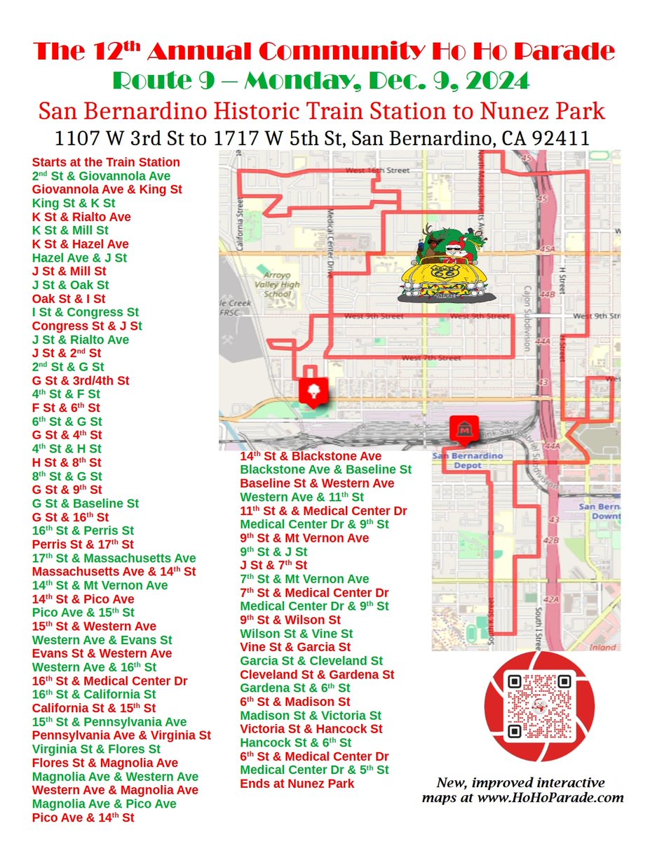 HoHoParade's tweet photo. In previous maps this parade season we omitted cross streets for our routes &amp; we're hearing some of missed them.  Here they are.  They're on our website too - https://t.co/uXinjU0dgm.  
Our website also has links to parade route maps that you can zoom into street level views. https://t.co/h7jXZsMS2K