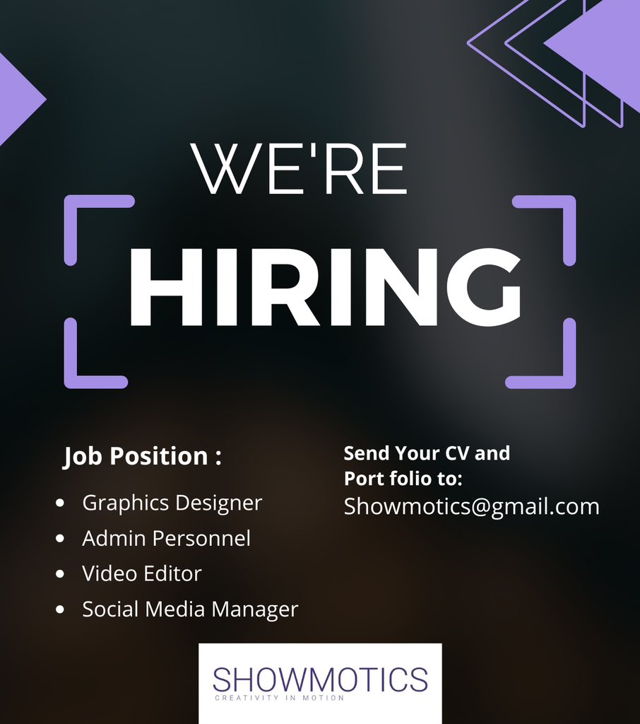 showmotics's tweet photo. We’re hiring  👏🏾 https://t.co/R67ZMdiGxB