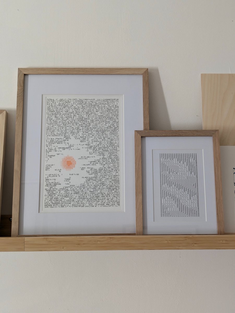 pircasa's tweet image. I'm missing a point with digital art, but i like these works in tangible forms. Maybe also for the inspirational value of having original works nearby. Thanks #plottertwitter artists !