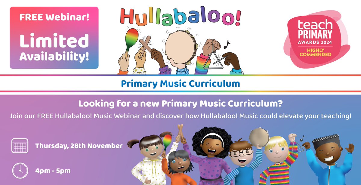 Discover more about our award-winning Primary Music Curriculum, Hullabaloo! 🎵 Join our FREE webinar - book your spot now! buff.ly/4fYUat1