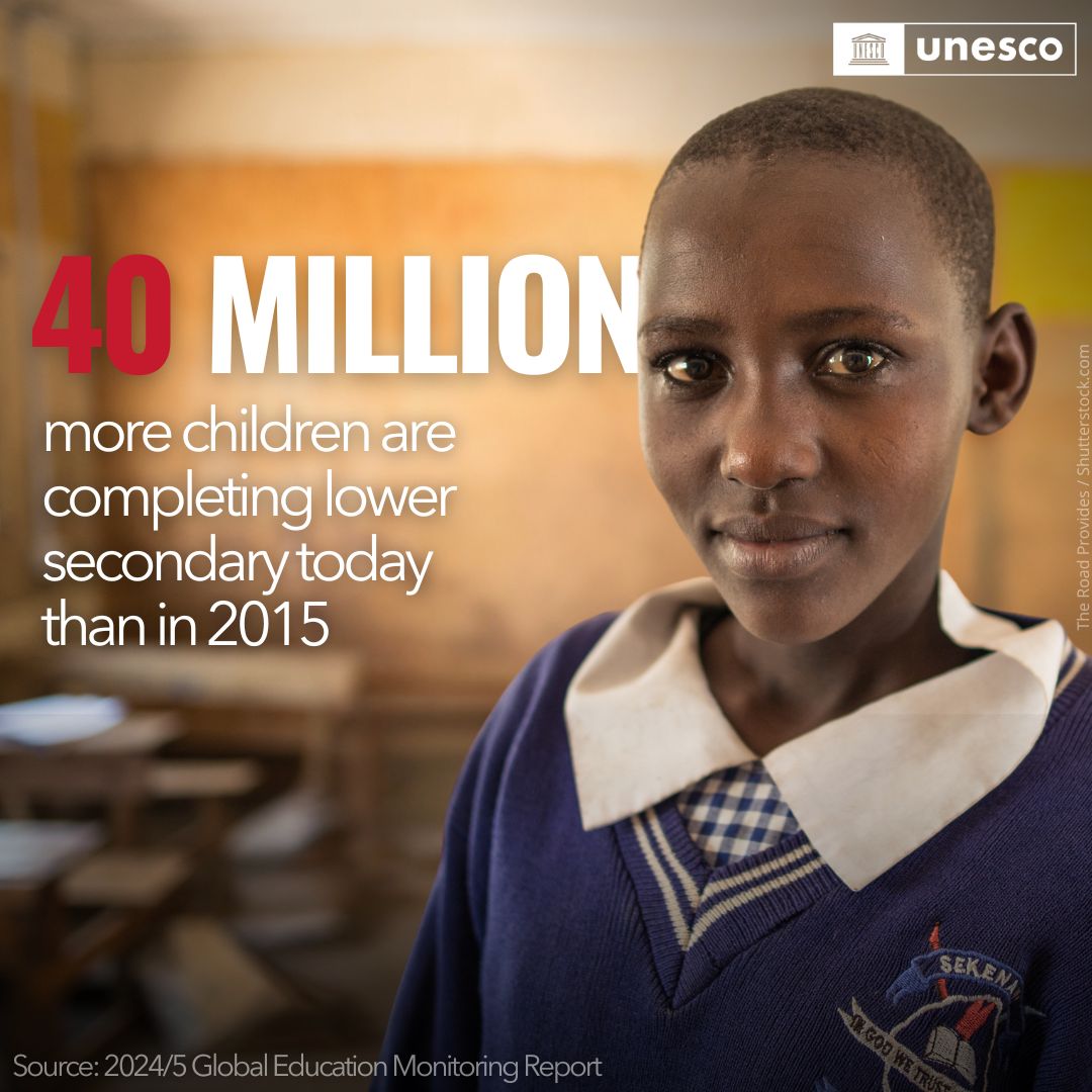 UNESCO 🏛️ #Education #Sciences #Culture 🇺🇳 (@unesco) on Twitter photo Completing secondary school has life-changing benefits for both individuals & societies.
It helps prepare societies for future challenges & improves health outcomes!
Learn more in the latest <a href="/GEMReport/">Global Education Monitoring Report UNESCO</a>: unesco.org/gem-report/en/… #LeadforLearning Completing secondary school has life-changing benefits for both individuals & societies.
It helps prepare societies for future challenges & improves health outcomes!
Learn more in the latest <a href="/GEMReport/">Global Education Monitoring Report UNESCO</a>: unesco.org/gem-report/en/… #LeadforLearning