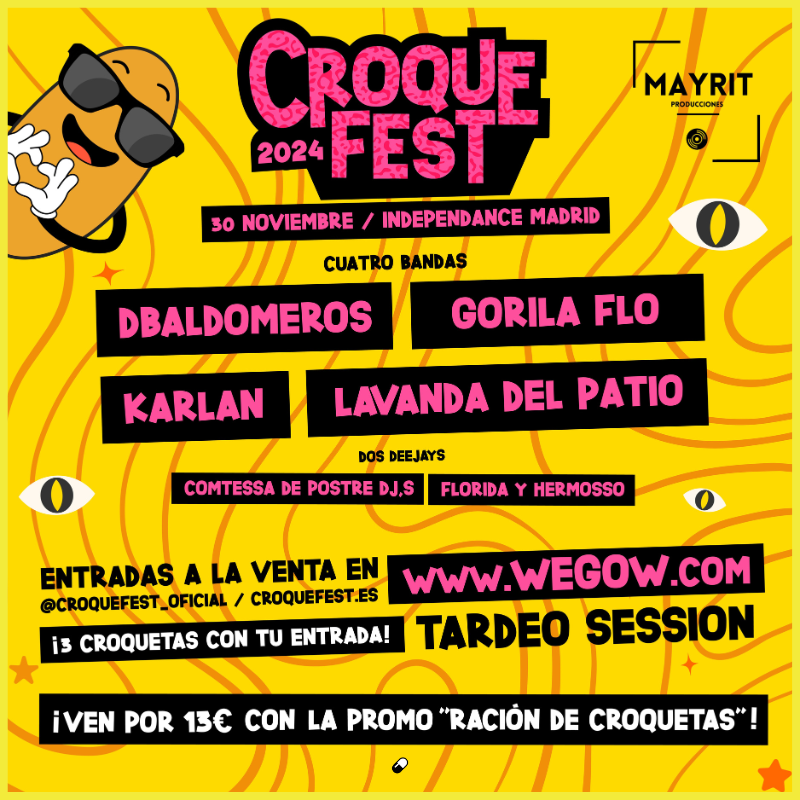 VerdaderaLocura's tweet image. ¿Alguien puede explicar qué hay mejor que una tarde de música en directo, una rondita de croquetas y una fiesta a lo «animal print»? La respuesta es que no hay nada mejor que el @CroqueFest_.🩵 Os esperamos el 30 de noviembre en @independance. 🎧 Consigue ya tu entrada. 💊