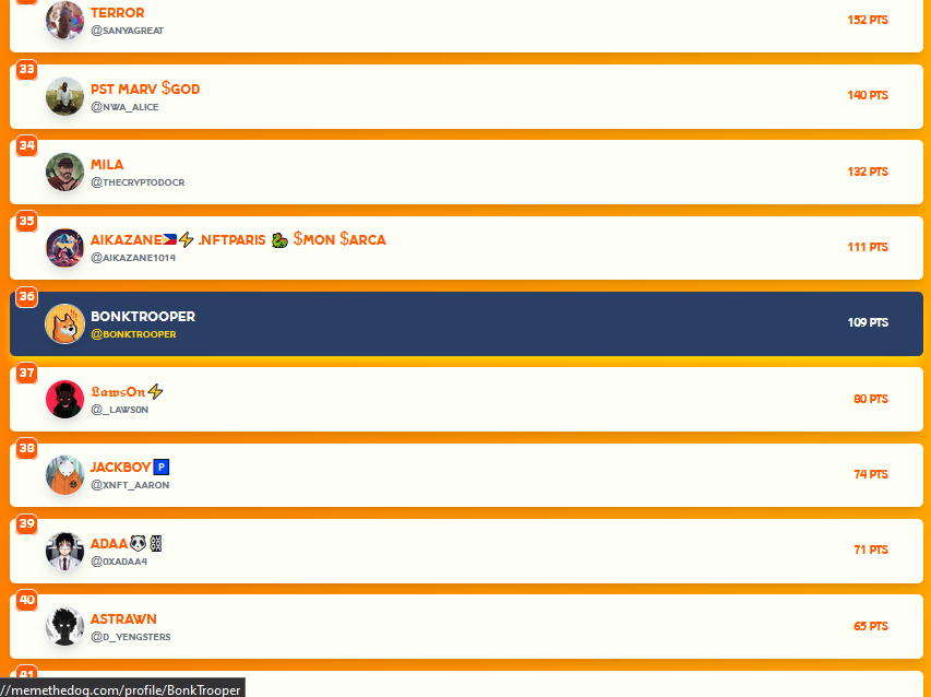 BonkTrooper's tweet image. Gm and ty for voters  
At this time we are rank 36 and need 337 likes to be in the Top 10  
Select the 3 Memes and vote for us   
memethedog.com/profile/BonkTr…
and  Don't forget #LetsBONK 
#Solana #SOL #SolanaNFTs #SolanaMemeCoin