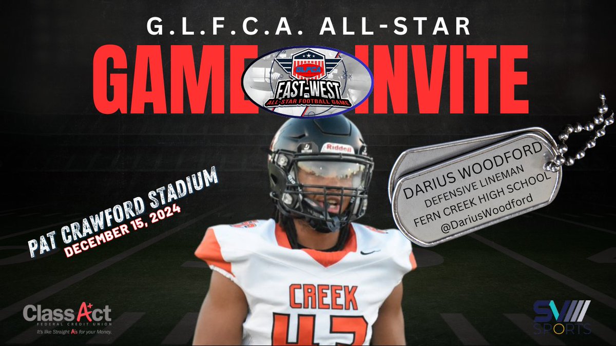 Building Lives Through Sports Network (@blts_network) on Twitter photo 🚨<a href="/GLFCA1/">GLFCA</a> EAST VS. WEST ALL-STAR FOOTBALL GAME🚨
DATE: DECEMBER 15, 2024
LOCATION: <a href="/Ballard_Bruins/">Ballard Bruin Athletics</a> (LOUISVILLE, KY)
☆Congrats to DL <a href="/DariusWoodford/">King_dariusw43🏈🏈</a> of <a href="/FernCreekFB/">Fern Creek Football</a> on his OFFICIAL INVITE to the 2024 GLFCA East vs. West All-Star Football Game☆
*FURTHER DETAILS SHARED LATER* 🚨<a href="/GLFCA1/">GLFCA</a> EAST VS. WEST ALL-STAR FOOTBALL GAME🚨
DATE: DECEMBER 15, 2024
LOCATION: <a href="/Ballard_Bruins/">Ballard Bruin Athletics</a> (LOUISVILLE, KY)
☆Congrats to DL <a href="/DariusWoodford/">King_dariusw43🏈🏈</a> of <a href="/FernCreekFB/">Fern Creek Football</a> on his OFFICIAL INVITE to the 2024 GLFCA East vs. West All-Star Football Game☆
*FURTHER DETAILS SHARED LATER*