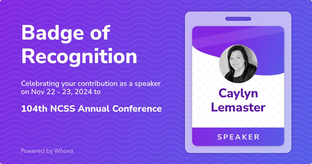 LemasterCaylyn's tweet photo. Thrilled to share that I just spoke at 104th NCSS Annual Conference! Big thanks to the organizers and everyone who joined the session.🌟 Your presence made it special!

#NCSS2024 - via #Whova event app https://t.co/lBA572SVtJ