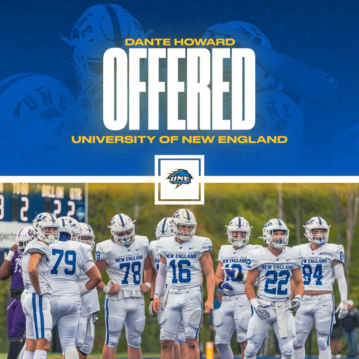 DHoward2_'s tweet photo. After a great visit and a great conversation with @CoachLichten I am blessed to receive my first offer to The University Of New England #stormthegates ⛈️ 

@TimViall @JordanBrown6 @CRLS_football https://t.co/zOmvAzUhCH