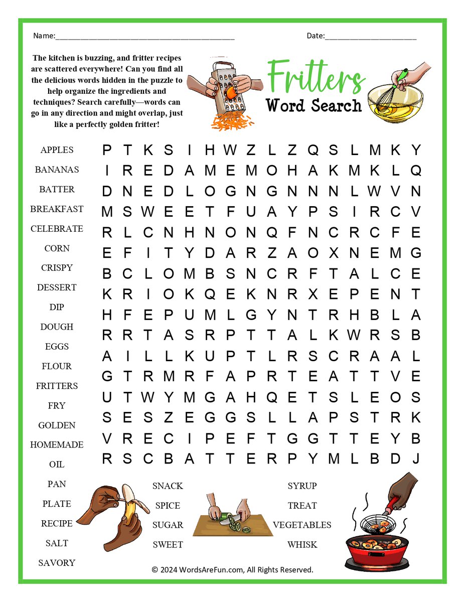 Words_Are_Fun_'s tweet photo. Celebrate Fritters Day with my fun and flavorful word search puzzle! It’s the perfect way to enjoy the day, filled with tasty terms and fritter-inspired fun. https://t.co/2PkKGRNR7p #wordsearch #homeschoolmom #Homeschoolers #homeschoollife #fritters #FritterDay #december https://t.co/ByMqAtVcod