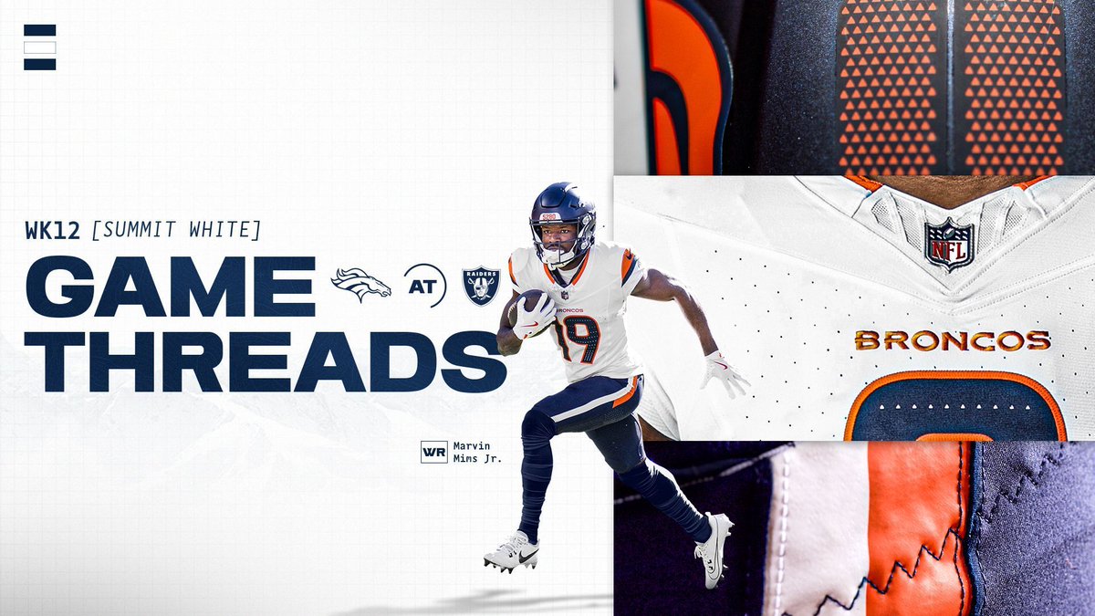 Broncos's tweet photo. Today's threads for #DENvsLV ⚪️🔵🔵

📰 » https://t.co/vGCl2dMhaz https://t.co/UIa30vNCrg