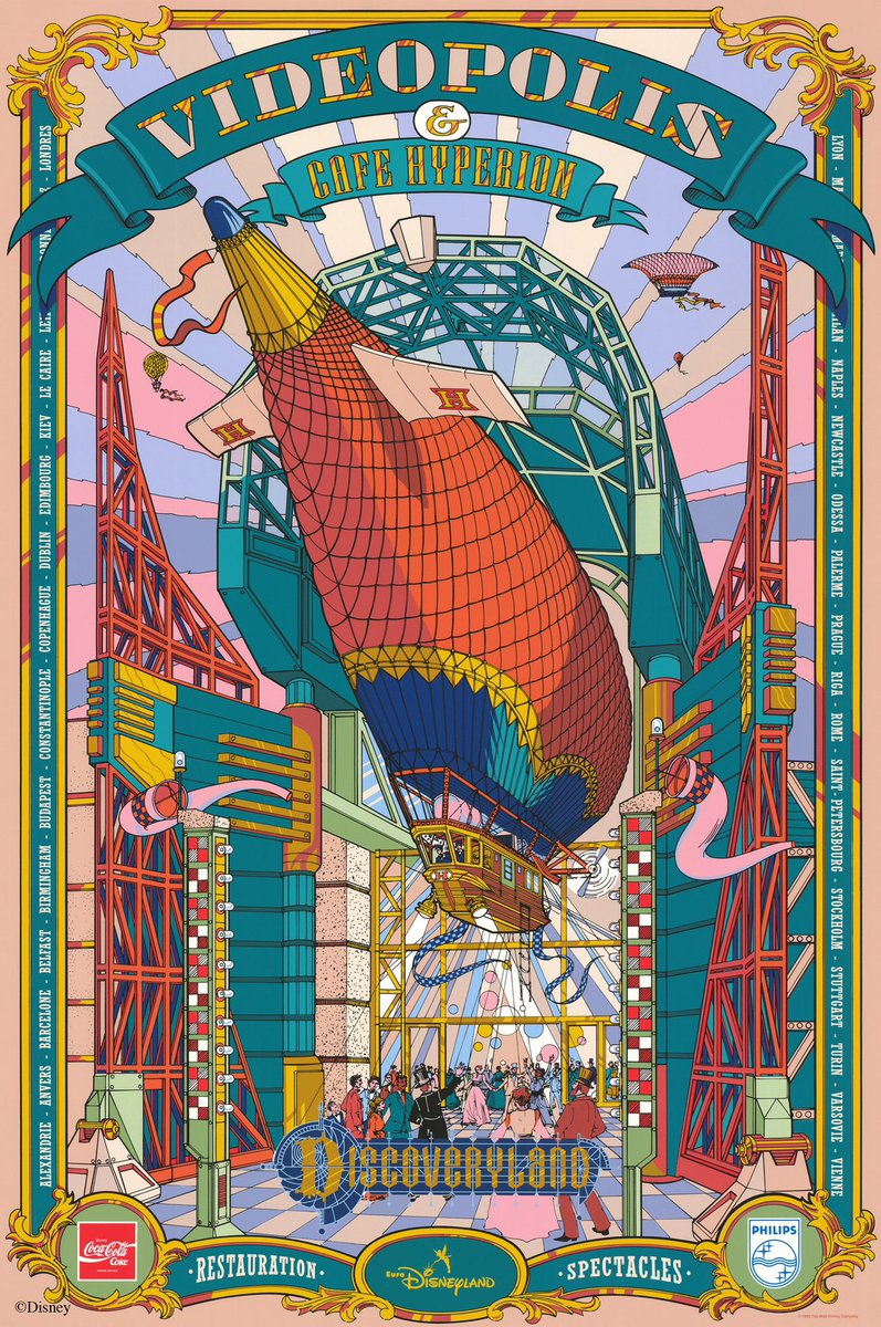 CafeFantasia's tweet photo. If you had to choose just ONE of the incredible #AttractionPosters that #TimDelaney designed for #DisneylandParis as your favourite, which one would it be? ๐ https://t.co/6llaRFAN44