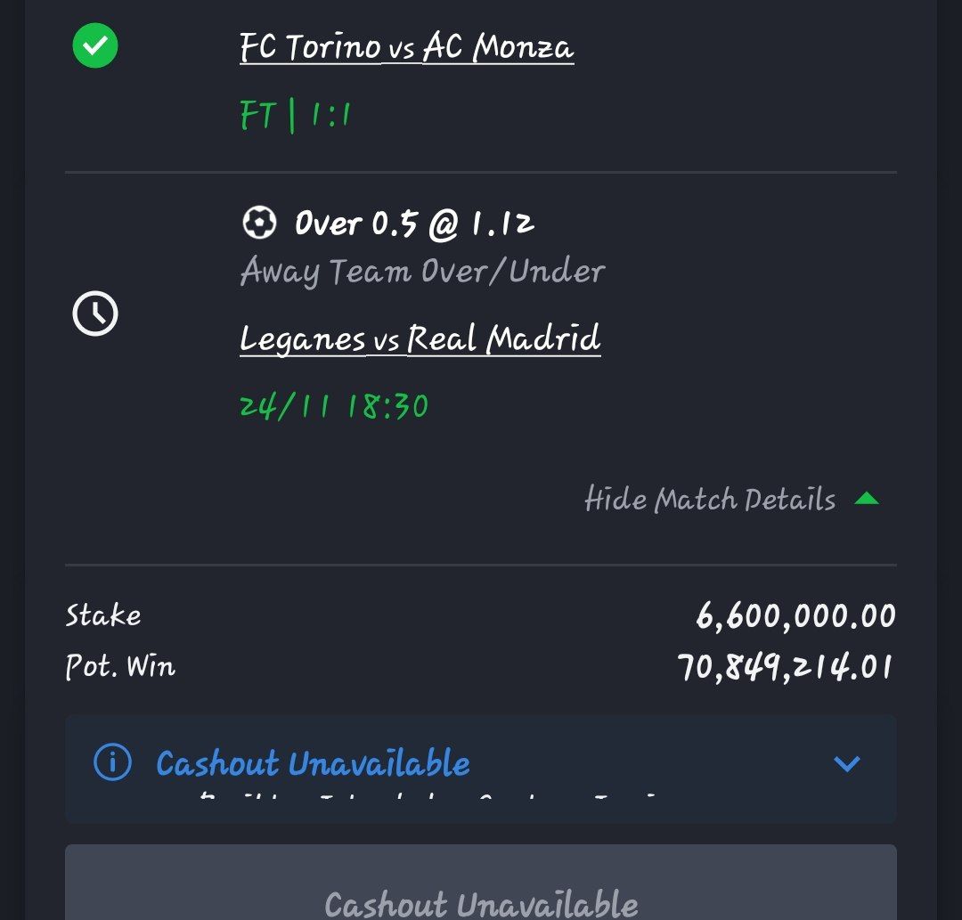 jujupunte's tweet photo. 1 Game left to boom 70,000,000 naira 🤑🤑♻️♻️

Madrid please be Nice 🙏 https://t.co/Oxm1uQhIor