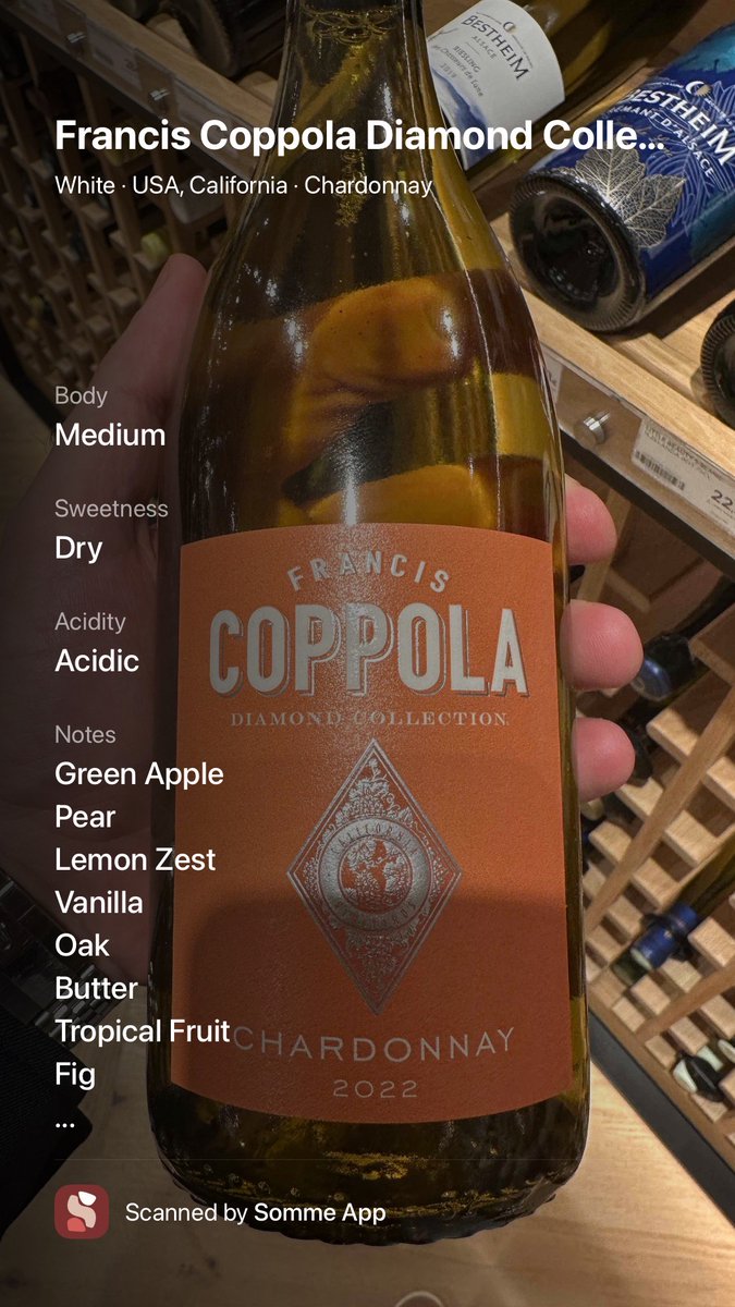 Has Anyone Tried This Coppola Chardonnay?

Stumbled upon the Francis Coppola Diamond Collection Chardonnay at the store today. I'm caught by its promise of green apple and lemon zest with a touch of vanilla and oak. The idea of buttery undertones mixed with fig and tropical notes
