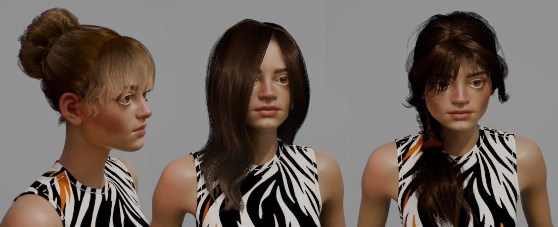 Some fully procedural hair presets, updated recently for #HairTool #b3d