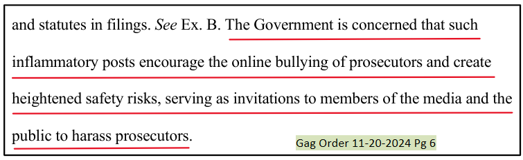 The DOJ's justification for a gag order is that they are concerned with "online bullying."

This perfectly encapsulates the defining feature of the modern day woke aristocrat. 

They zealously deploy the threat or the outright use of state-sanctioned violence against those who
