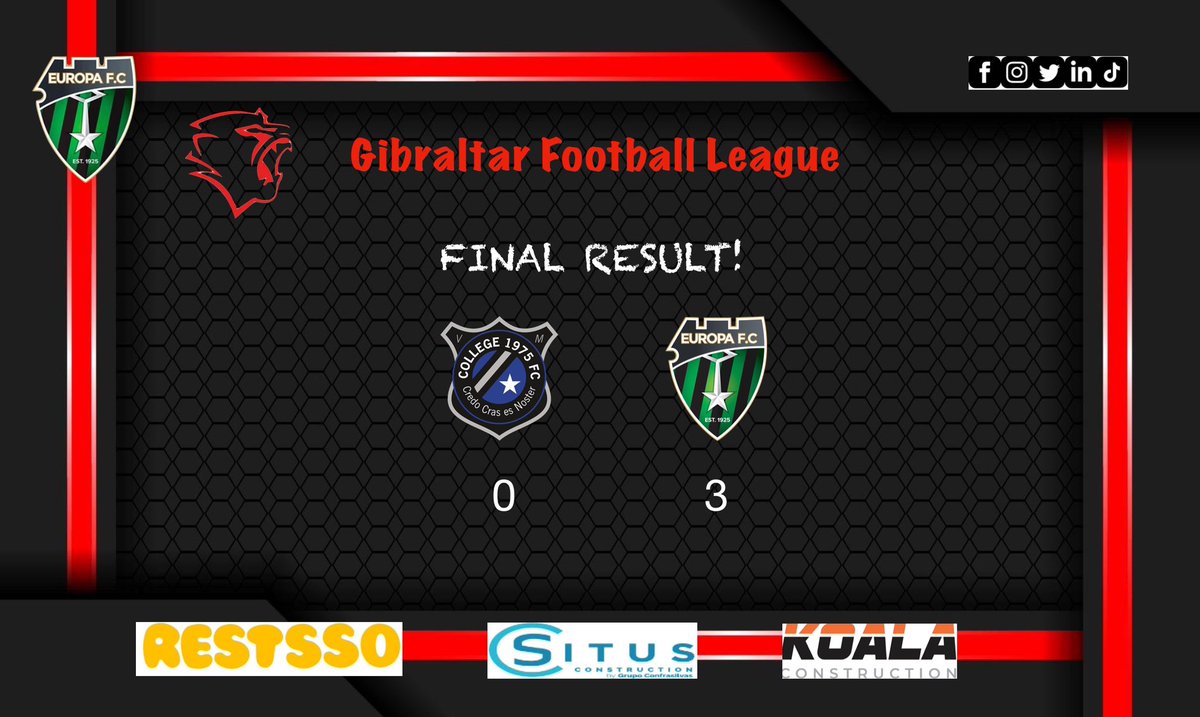 EuropaFC's tweet photo. Match Result 3-0 win! ⚽️💚🖤 https://t.co/S5bimZVAoL