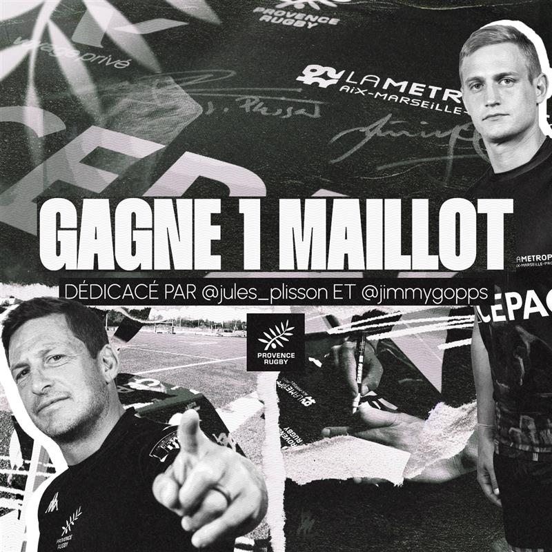 Tentez de gagner un maillot dédicacé par <a href="/Jules_plisson/">Jules Plisson</a>  et <a href="/jimmygopps/">jimmy gopperth</a> !

Pour participer :

• Like + RT + Follow <a href="/ProvenceRugby/">Provence Rugby ⚫️🏉</a> 
• Bonus : Tague ton coéquipier en commentaire 😉 

Tirage au sort du gagnant vendredi 29 Novembre ! 

#rugby #concours