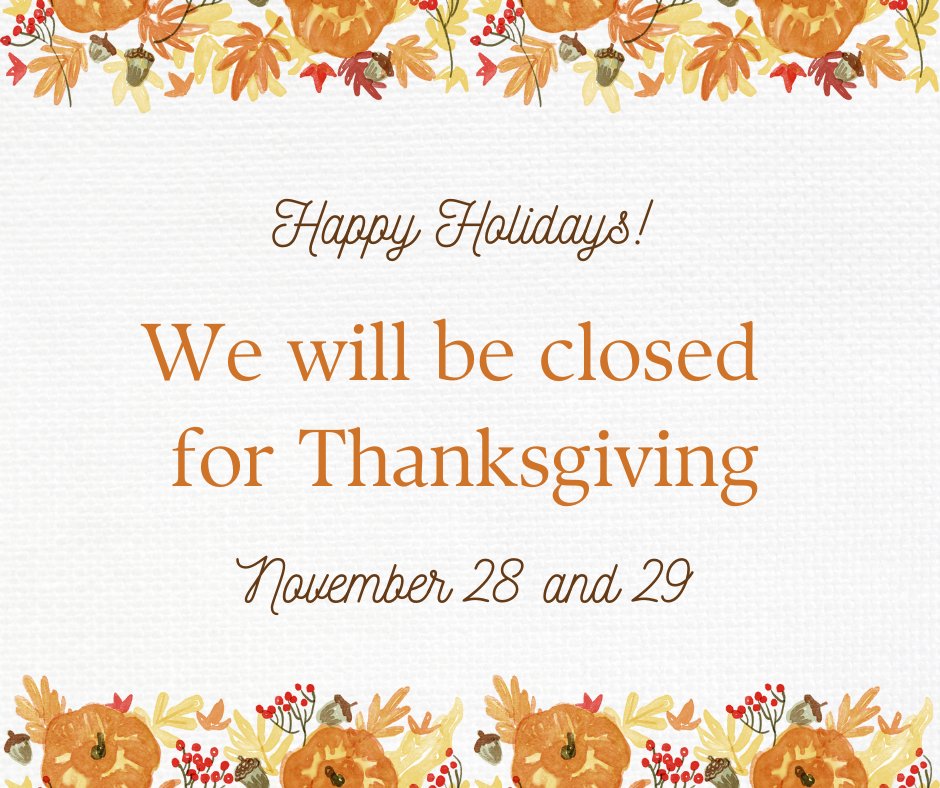 The 12 Collection Centers and Main Facility will be closed Thursday, November 28 and Friday, November 29 for Thanksgiving. The Collection Centers will reopen on Saturday at 7:00 am. The Main Facility will reopen at 7:00 am on Monday.
