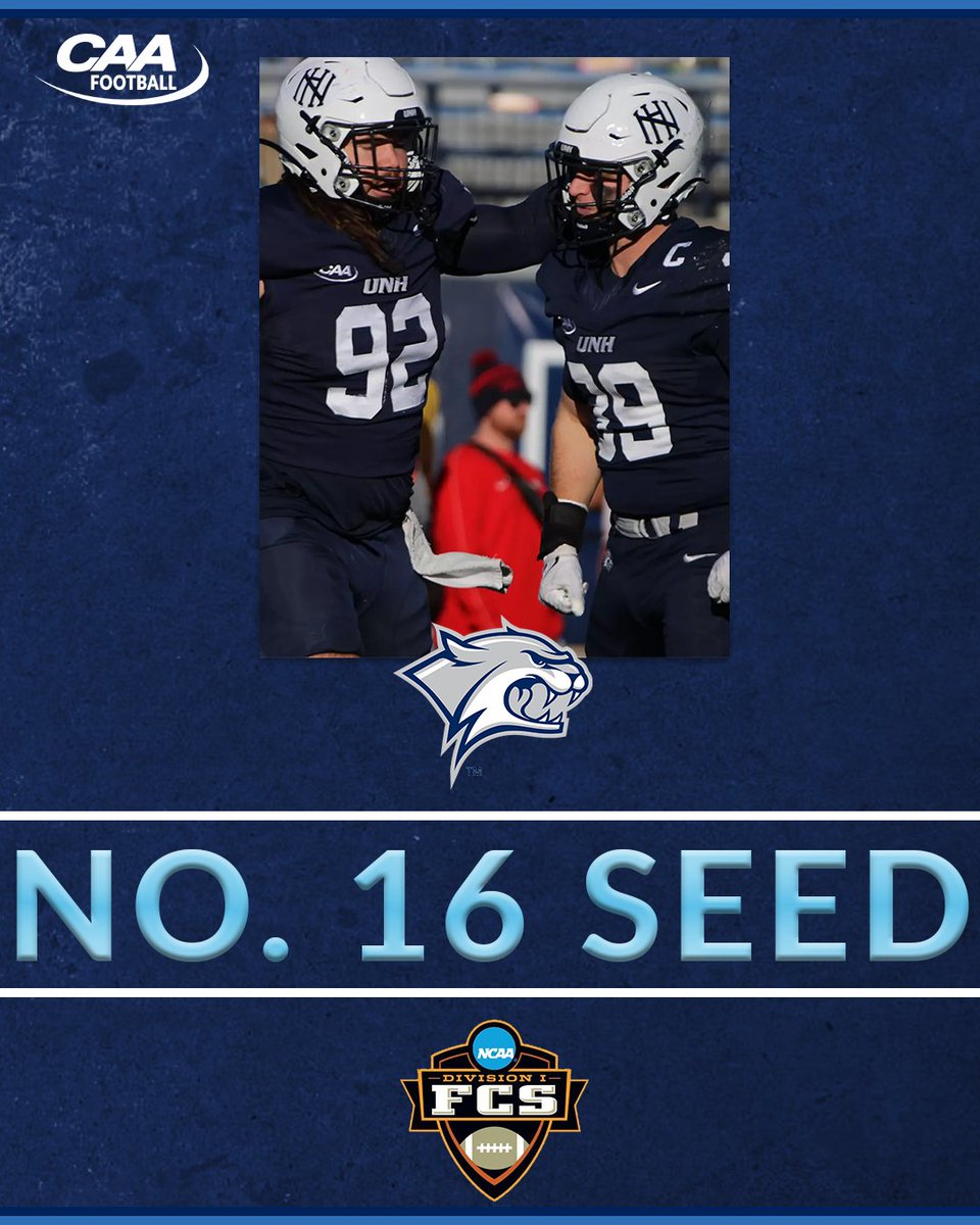 CAAFootball's tweet image. They are IN

@UNH_Football will be the No. 16 seed 

#CAAFB | @NCAA_FCS