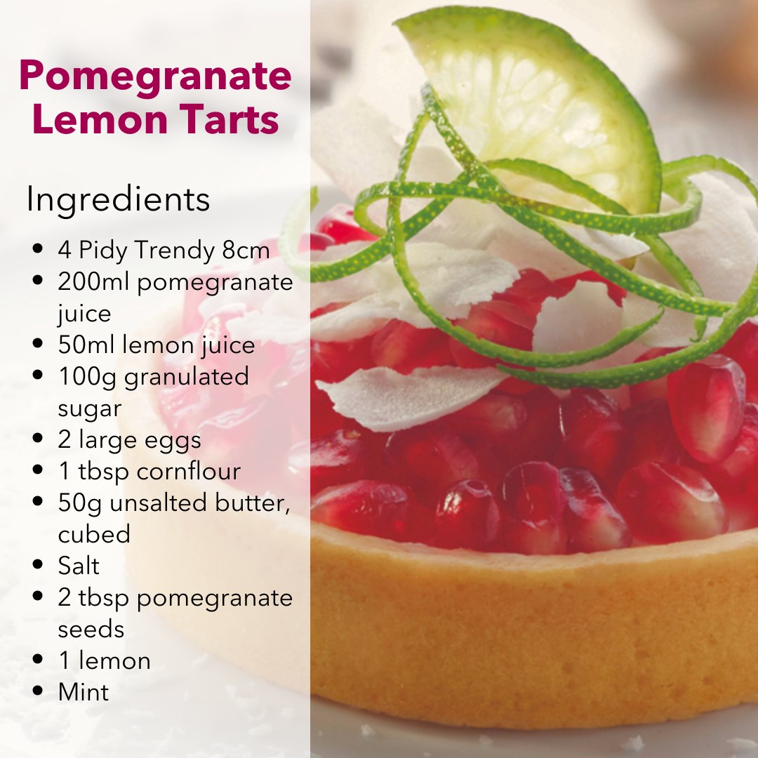 pidyuk's tweet image. Drive away the winter chill with the zesty flavours of this pomegranate and lemon tart, using our Trendy 8cm base. 

Swipe for the method! 

SKU: 641.23.096 

#pidy #pidypastry #pastry #tart #lemontart