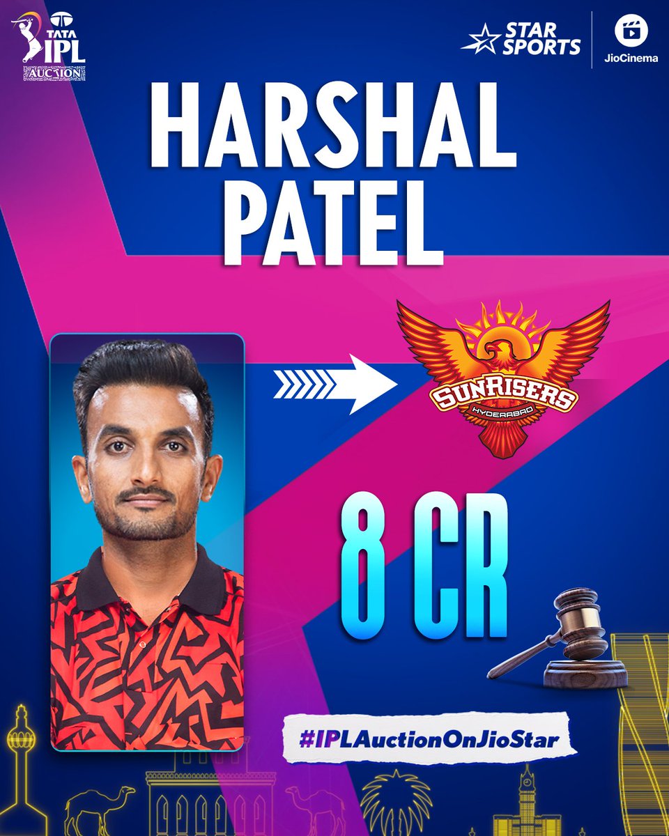 KhusshRaho's tweet image. #HarshalPatel is sold.. 
to #SRH for INR 8 crores..♥️

#ipl2025auction
#IPLAuction2025
#IPLRetention2025