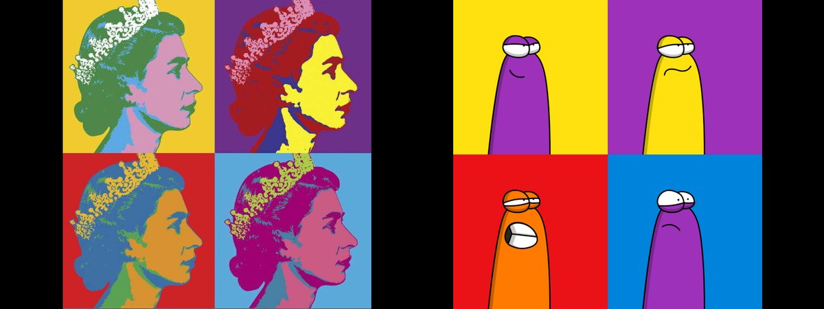 EmodusNFT's tweet photo. GM to royals and realists 💛

On the left: Queen Elizabeth in pop art style – where class meets color. 🎨
On the right: Emodus – bold emotions, no royal titles required.

Royal or raw? Show your style with a drop of your NFT below! 👇💛🤘

#QueenElizabeth #EmodusNFT #PopArt #DropYourNFT #NFTCommunity