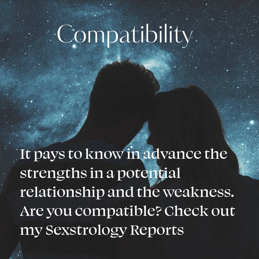 SEXSTROLOGY's tweet image. It pays to know in advance the strengths in a potential relationship and the weaknesses.
Are you compatible? Check out my Sexstrology Reports 
loom.ly/g-h1b2E

#Sexstrology #Compatibility #Synastry #Dating