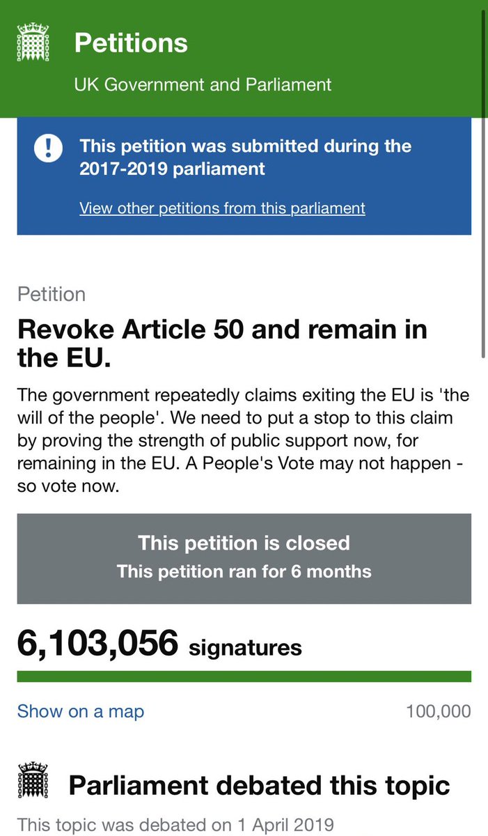 <a href="/Nigel_Farage/">Nigel Farage MP</a> I have, this reached 1 million in less than 24 hours

When we rejoining the EU Nige!?

After all you reckon these petitions are a national revolt and the will of the people

And where labour lead in most polls still, the majority of people want to rejoin the EU