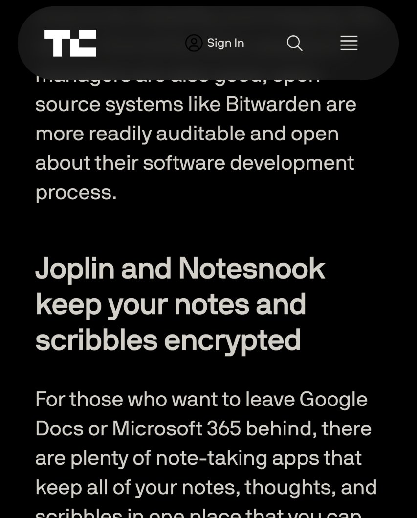 notesnook's tweet image. Thanks for the shoutout @TechCrunch!

techcrunch.com/2024/11/24/the…