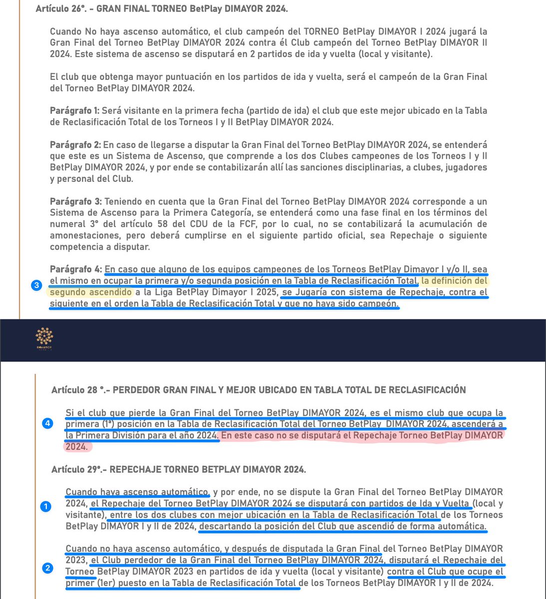 Bueno... reglamento en mano, lo que hay que saber sobre el repechaje en el Torneo Betplay.

Esto es como cuando tu lees la Biblia, no puedes quedarte con un solo versículo. Guarden esta imagen y lean el hilo👇