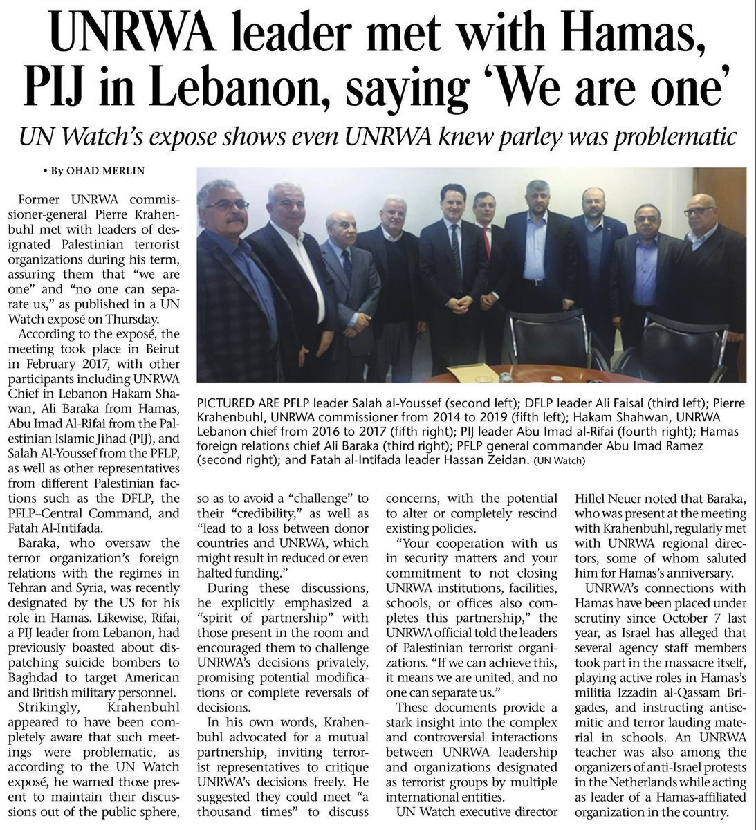 This is the former head of UNRWA.

He told Hamas and Islamic Jihad: "We are one"

He's now the head of the Red Cross.

This isn't an Israeli issue. The world is being failed by corrupt international institutions that aren't fit for purpose.