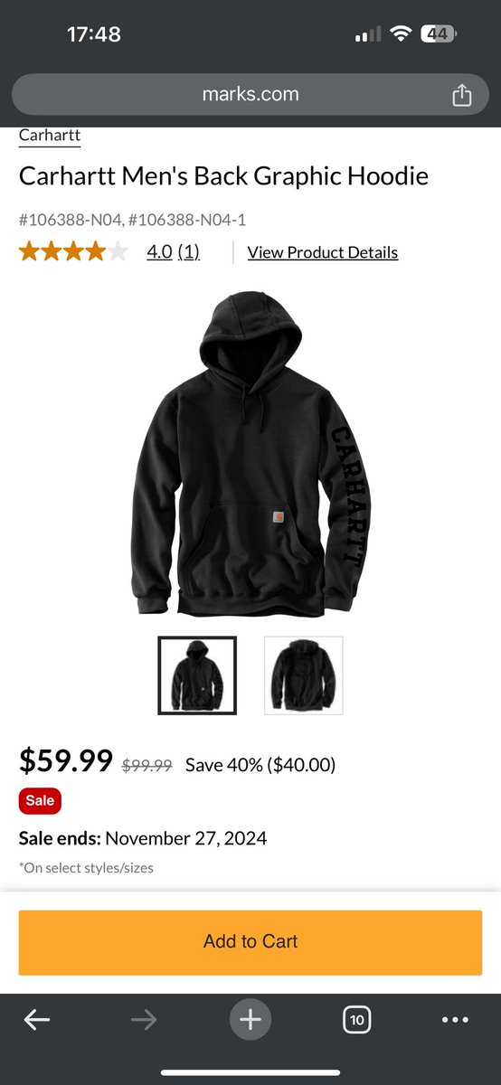 Hello <a href="/SportChek/">Sport Chek</a> &amp; <a href="/MarksCanada/">Mark's</a> I was shopping and notice this price difference… is this normal considering you’re virtually the same company? I’m sure <a href="/Carhartt/">Carhartt</a> can confirm they are the same! I think to be a real 40% sale it’s should be from the real price! 40% of $74.99?