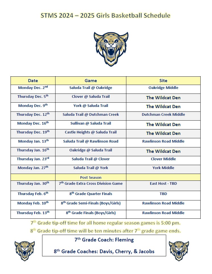 Basketball Season has begun! See you at The Trail to support our Boys and Girls Basketball Teams! 🏀🗑️ #theyreplayingbasketball #stmswildcats #saludatrailmiddleschool