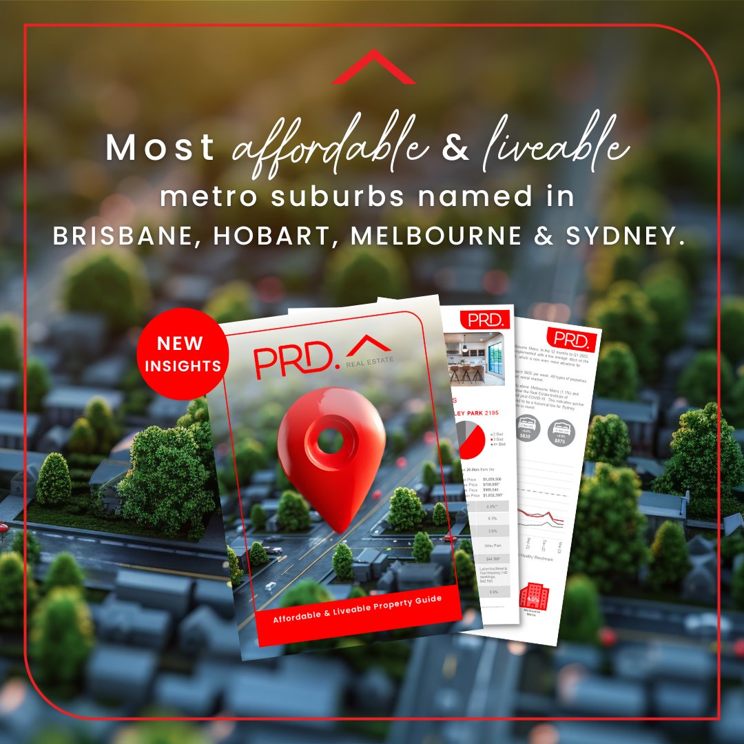 PRDAustralia's tweet photo. Now available! Your go-to guide for Affordable and Liveable suburbs in Metro areas in 2024 is here!  
Discover the top spots to live or invest with our latest insights. Explore the guide today: https://t.co/xjwhtJh2IH https://t.co/96RdshEw57