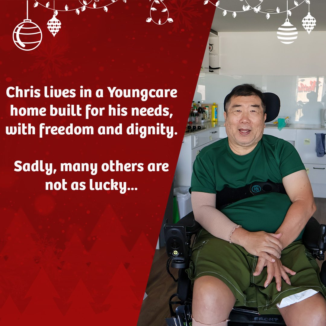 One week until Christmas!🎄Diagnosed with a rare condition, Chris faced months in hospital, missing Christmas and events. He found a Youngcare home built for his care needs.

Thousands of people like Chris are still in need of a place to call home. Donate: bit.ly/3O6XSVS