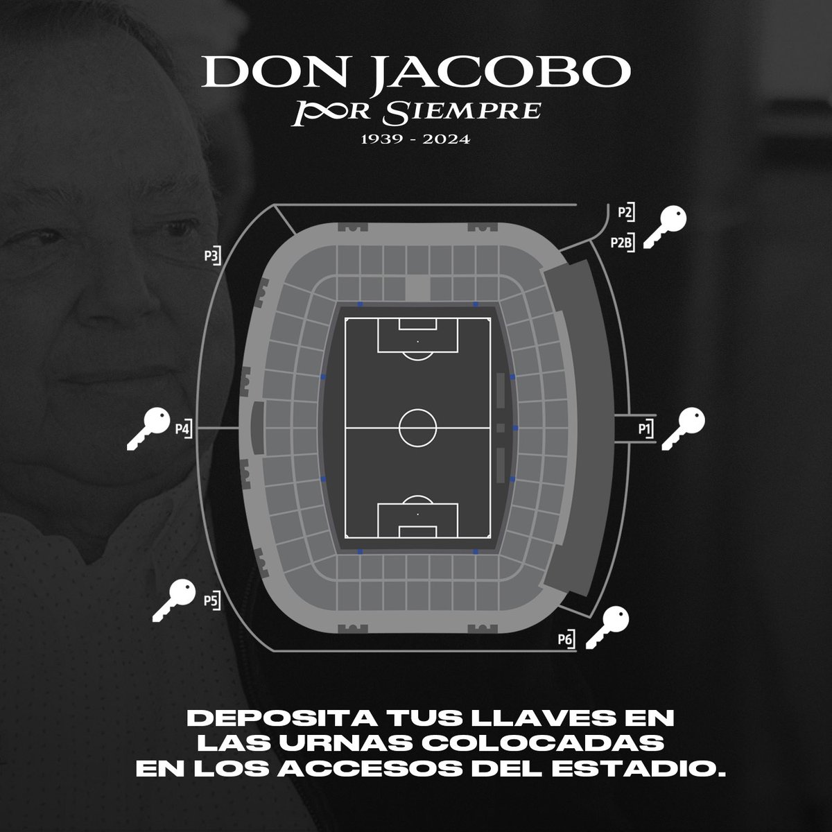 DON JACOBO, POR SIEMPRE. 🙏🏼

Deposita tus llaves en las urnas colocadas en los accesos del estadio en nuestro próximo encuentro y ayúdanos a conservar el legado de pasión y grandeza de Don Jacobo Payán Latuff. 🔑🏟️

#ConAlmaPotosina