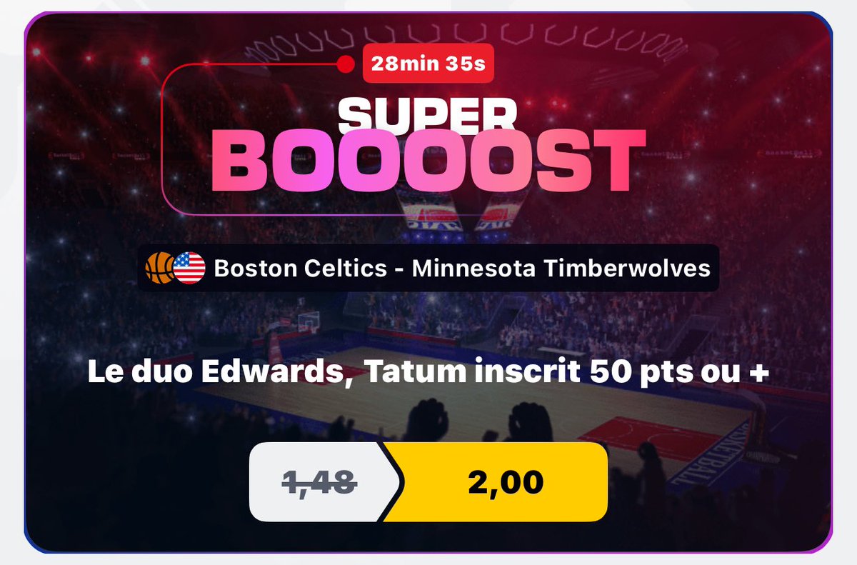 JDB ✌🏻 (@journaldubet) on Twitter photo 🔴 BOOST B / 🏀
🏦 NO SUREBET 🔴 BOOST B / 🏀
🏦 NO SUREBET