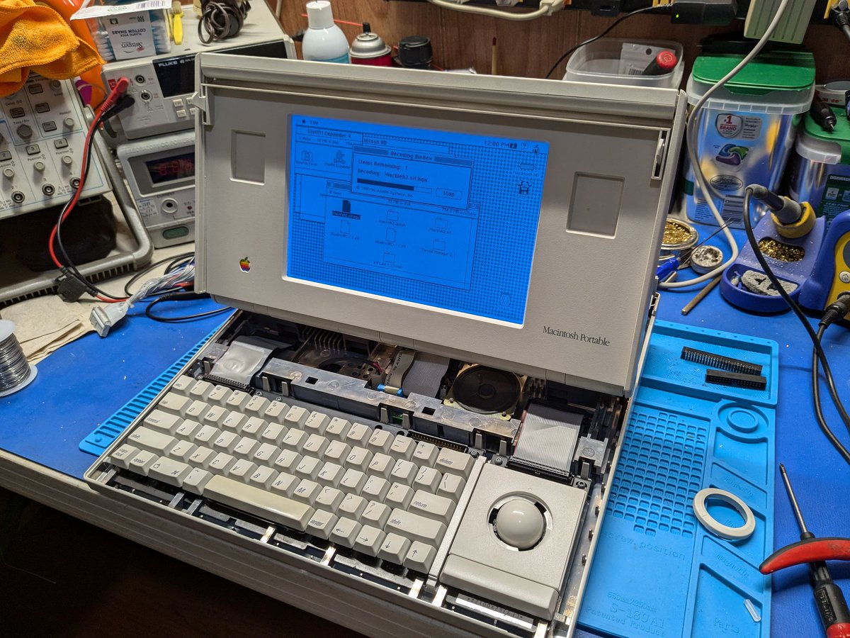 Doing the backlight mod to the Macintosh portable was one of the best decisions I did. Unfortunately I got the blue EL sheet instead of the teal aqua