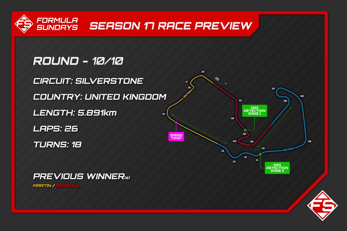 We are going live for our season finale in Silverstone! 🥳
Join us to see who will claim the final victory of Season 17 👀
🔴 twitch.tv/sundaysesport