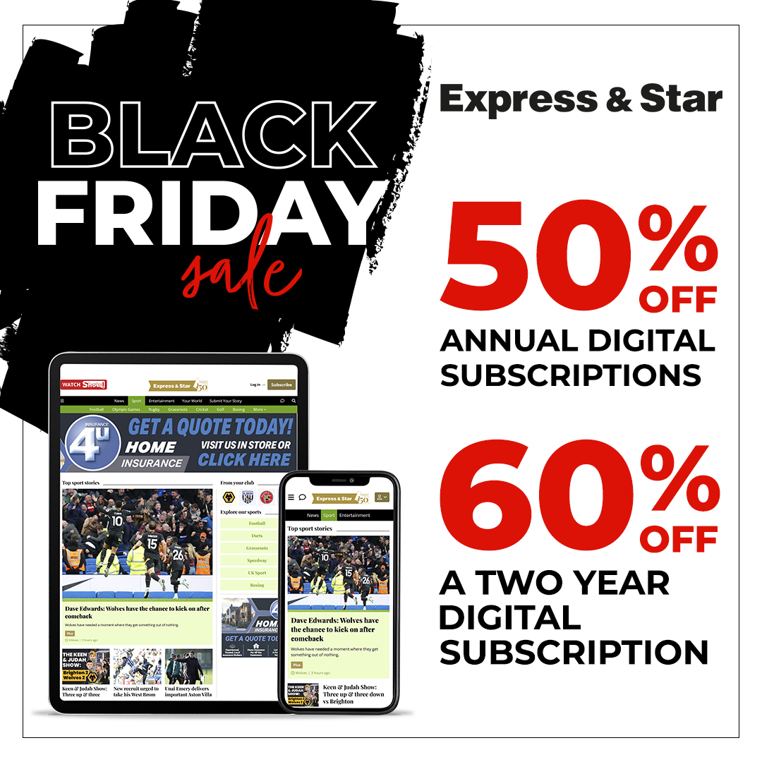Grab a great deal with the Express &amp; Star Black Friday sale.
50% off annual PLUS subscriptions &amp; 60% off two year PLUS subscriptions
⏩bit.ly/4bzn9SB