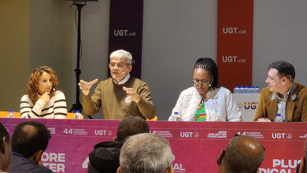 🇪🇸<a href="/RafaelFreireCSA/">Rafael Freire Neto</a>,  Secretario General de la CSA, en seminario internacional del 44 Congreso de #UGTEspana. 📢"El fascismo crece en el mundo cuando el modelo social y económico no responde al pueblo y favorece la concentración del poder de las grandes corporaciones"