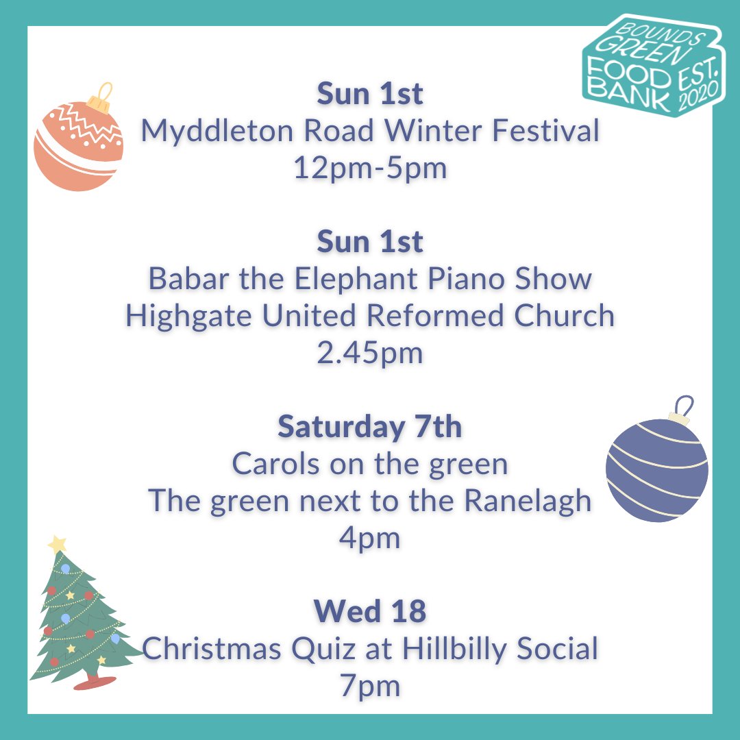 When festive fun meets supporting the food bank🤝

Swipe to look at our packed December events calendar!

Find out more: boundsgreenfoodbank.org/events