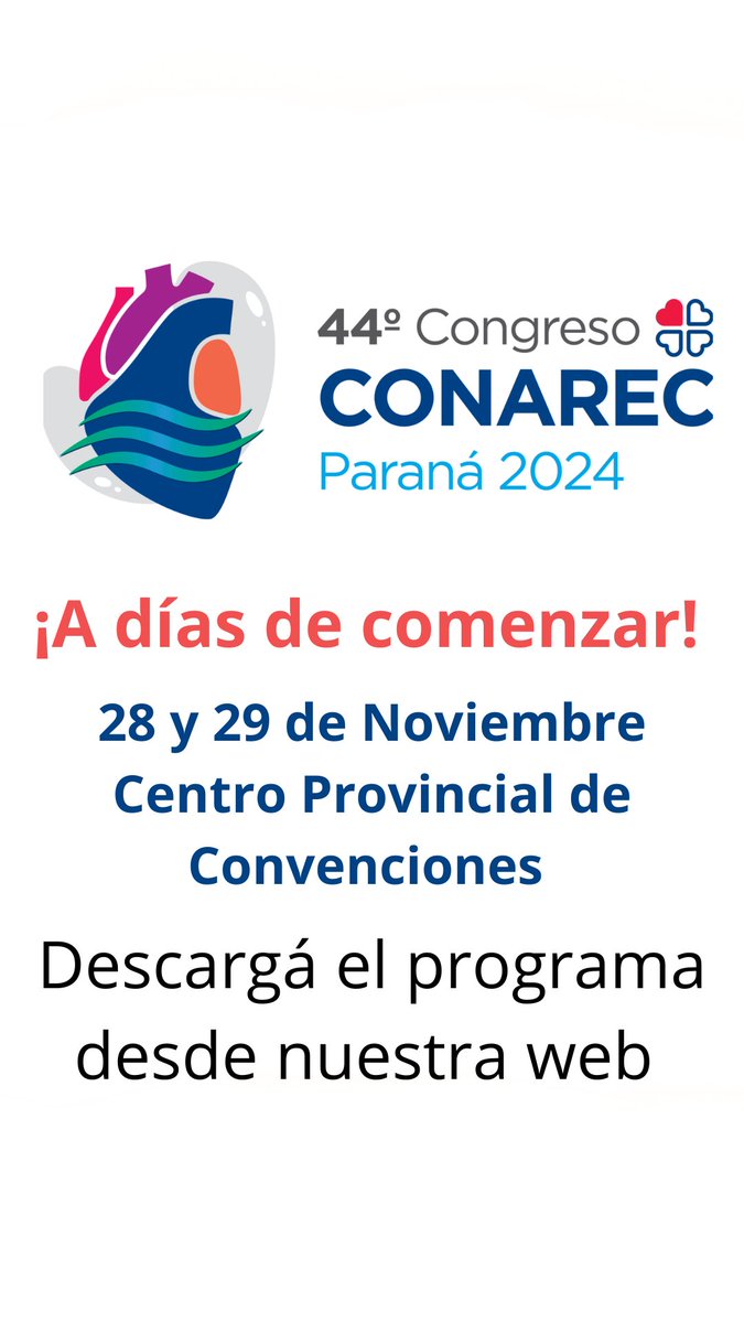 Se viene el 44° Congreso de CONAREC, llevada a cabo en la ciudad de Paraná, Entre Ríos.

Descarga el programa científico desde nuestra web
conarec.org/home/