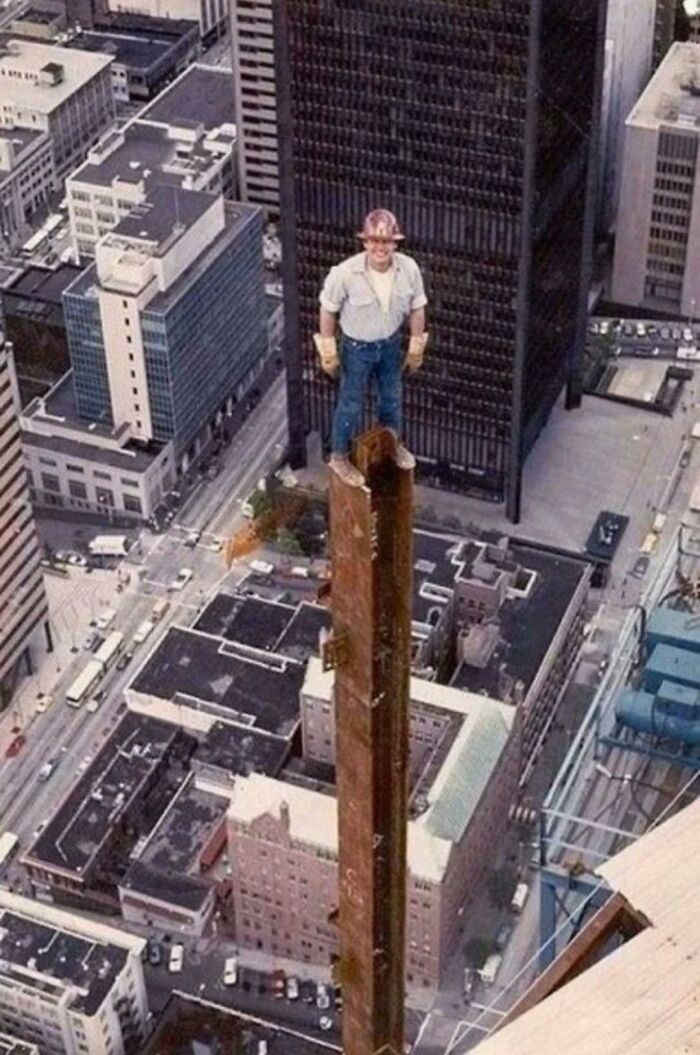 Bottom Edge (@bottomedge) on Twitter photo <a href="/historyinmemes/">Historic Vids</a> An Ironworker Poses For The Camera During Construction Of The Columbia Tower , Seattle , 1984 <a href="/historyinmemes/">Historic Vids</a> An Ironworker Poses For The Camera During Construction Of The Columbia Tower , Seattle , 1984