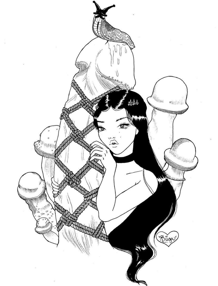 Untitled
Ink on Bristol drawing
2018
🍄🐌

#shibari #nsfwart