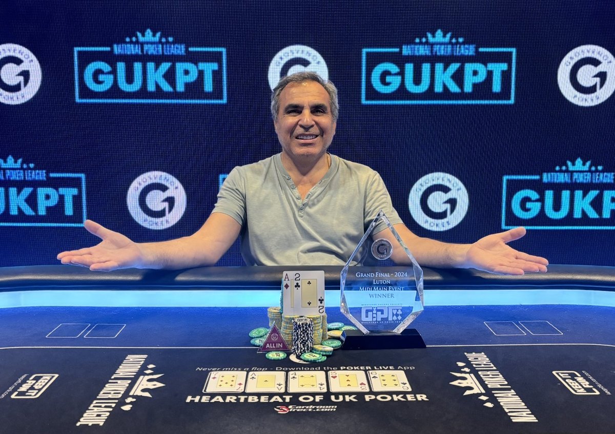 A huge congratulations to Yucel Eminoglu, The Mad Turk who has just won the GUKPT Grand Final Midi Main Event. 

Turk beat the 247 entry field to take home the first place prize of £26,330! 

Well played! 🏆