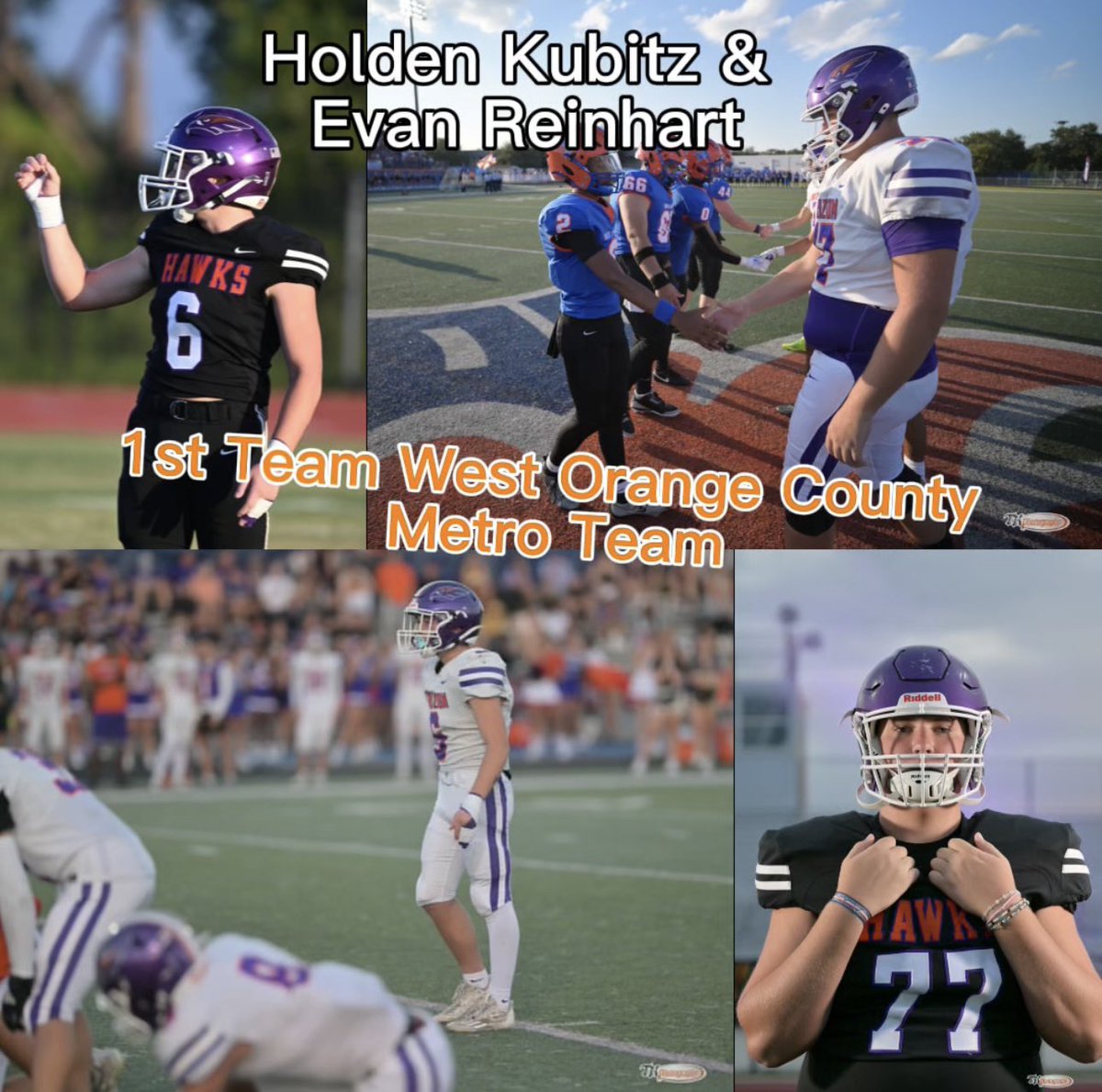 Congrats!!! <a href="/HKubitz53633/">Holden Kubitz</a> <a href="/BigE_2025/">Evan “Big E” Reinhart</a> for making 1st Team West Orange County #ETP🟣🟠