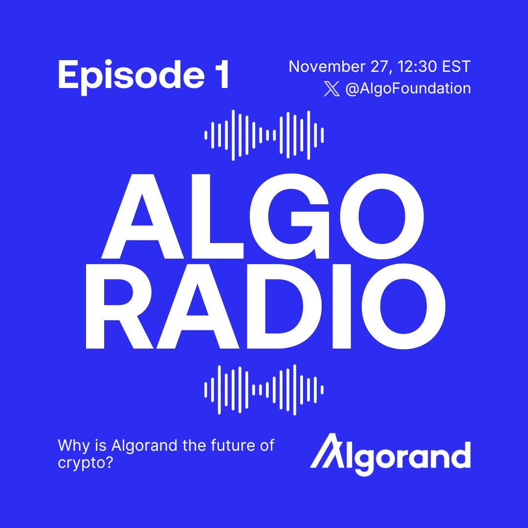 Tune into $ALGO RADIO on November 27th at 12:30 PM EST to find out exactly  WHY Algorand is the future of crypto. https://t.co/2LBw5wcIKf