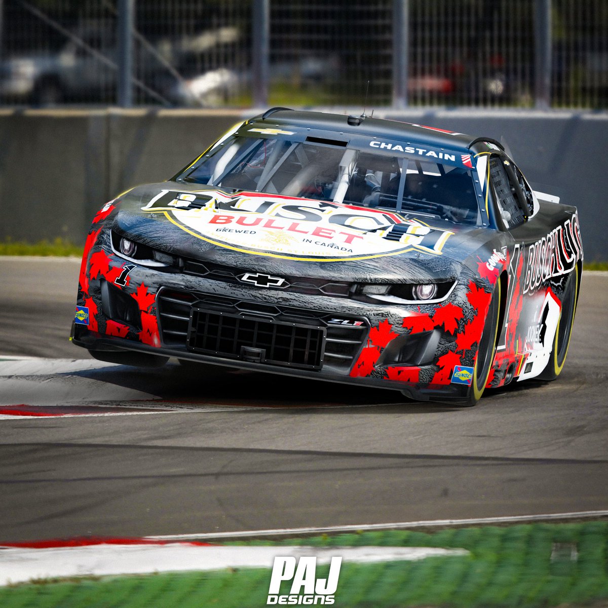 paj_designs's tweet image. Really excited to see @NASCAR head to Mexico for 2025. Got me thinking about if we'll ever see cup cars in Montréal...
@RossChastain @TeamTrackhouse @BuschBeer 'Busch Bullet' concept.
#rosschastain #buschlight #trackhouse
