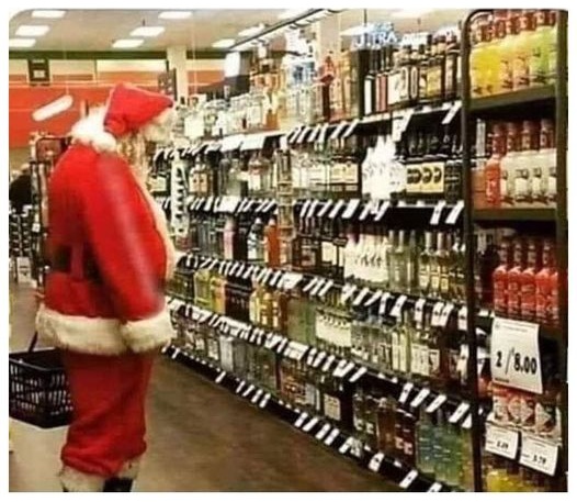 OK, who's list has Santa at the liquor store?