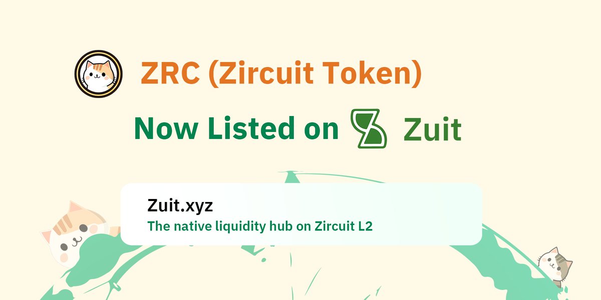 zuitDAO's tweet photo. New Token Listing 🟢

$ZRC - the token of Zircuit @zircuit  is now officially listed on Zuit

CA:
0xfd418e42783382e86ae91e445406600ba144d162

Zuit is live on #Zircuit mainnet - The best place to trade and swap on Zircuit with unparalleled user experience and deep liquidity 🍀 https://t.co/Tyb02hdWNT
